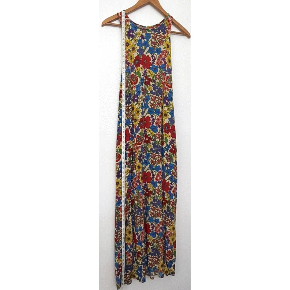 NATURAL LIFE Dress Womens Medium Maxi Foral Pockets Soft Flowy Resort Chic